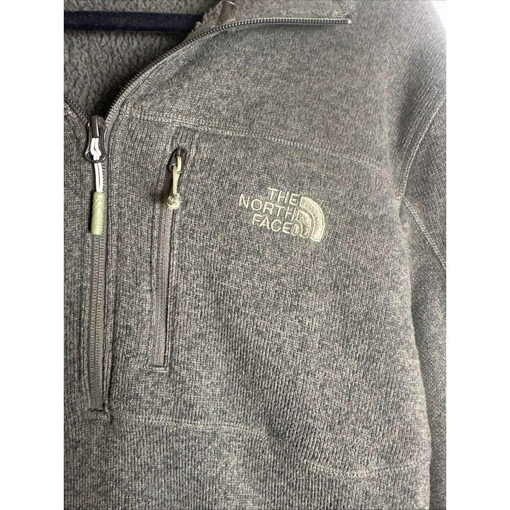 The North Face Pullover 1/2 Zip Fleece Sherpa Interior Moss Green Men's Size L - Picture 2 of 6